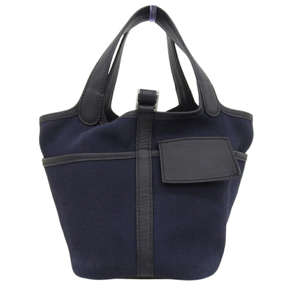 Hermes Picotin Lock Cargo PM 18 Z-stamp handbag, Toile Goelan x Swift, Blue M...